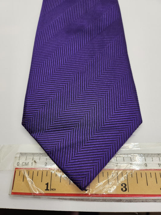 T.M.Lewin Mens Silk Tie Purple Herringbone Vtg Retro Wedding Neck Tie