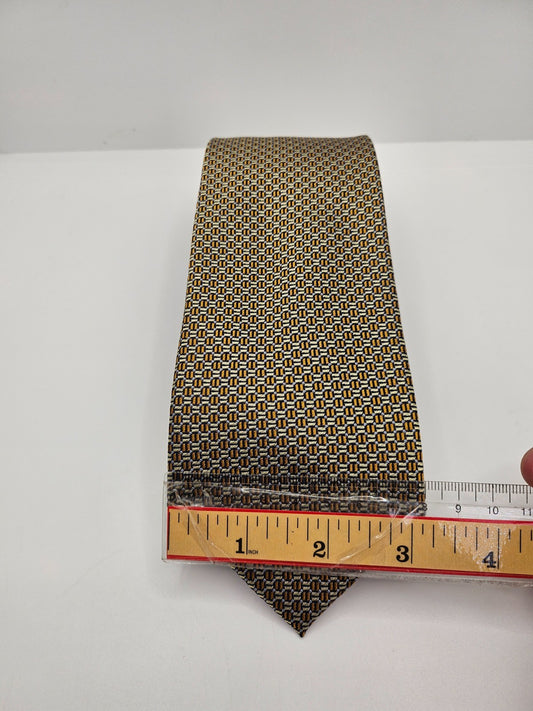 Charles Tyrwhitt Silk Tie Mens Gold Navy Geometric Designer Retro Neck Tie BX25