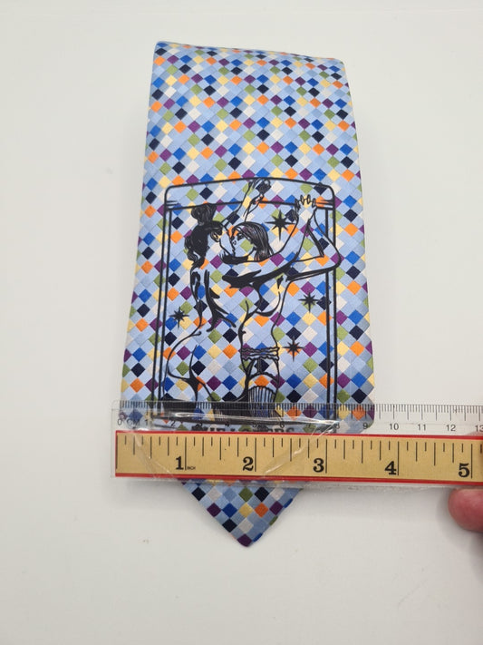 Reworked Punk Graphic Neck Tie Tarot Graphic | Emo Alternative Upcycled Tie RW1 Vintage Mens Tie UK