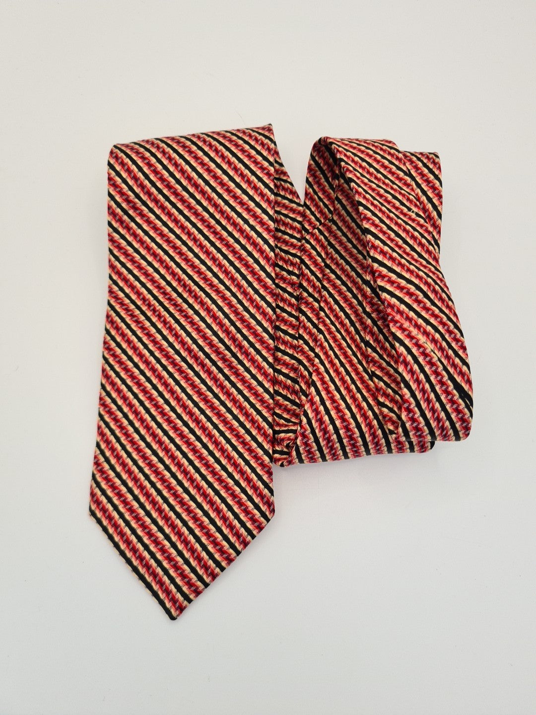 Red Italian Striped Retro Pattern Silk Tie | Designer Mens Tie UK Striped Vintage Mens Tie UK BX14