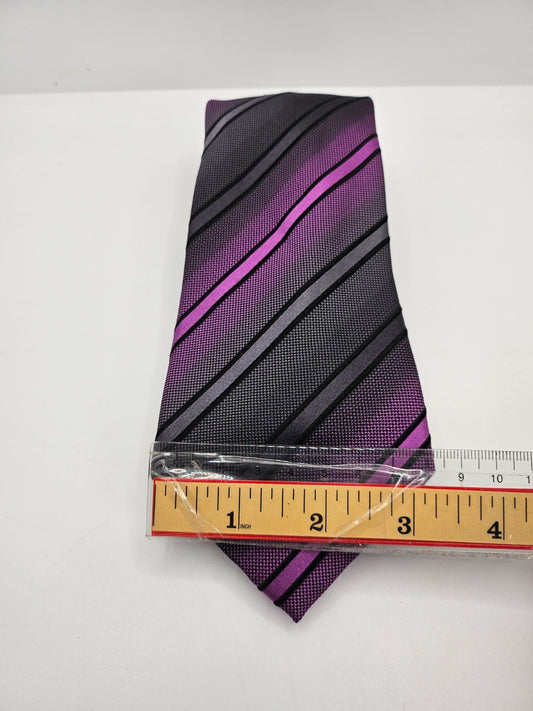 Baumler Silk Tie Mens Purple Grey Striped Business Wedding Retro Neck Tie BX23