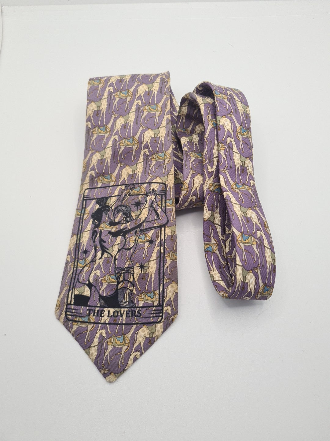 Reworked Punk Graphic Neck Tie Tarot Giraffe| Emo Alternative Upcycled Tie RW1 Vintage Mens Tie UK