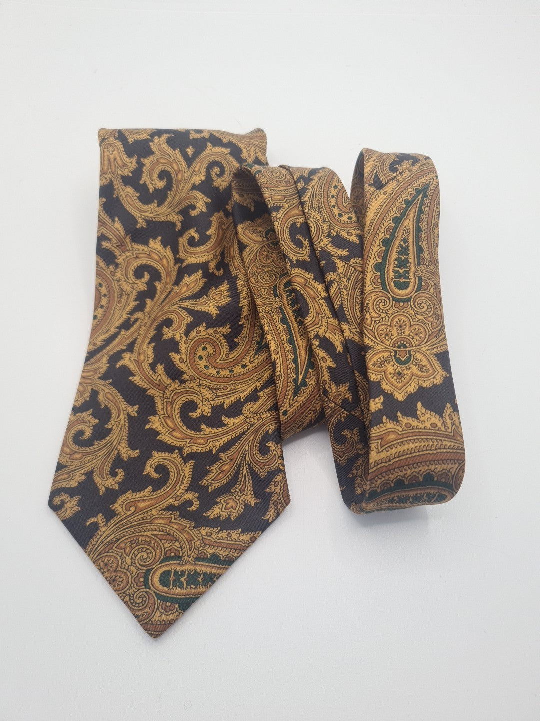 Vintage Aquascutum Gold Mens Silk Tie Classic Designer Necktie Formal Vintage Mens Tie UK BX9