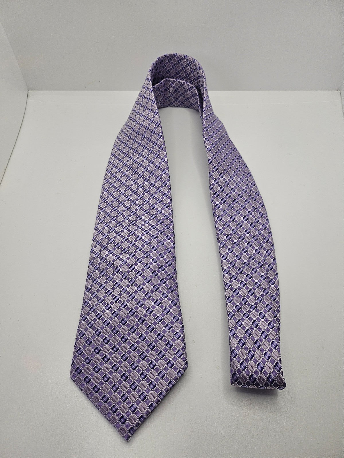 Ted Baker Knotted Silk Tie Mens Purple Geometric Designer Vintage Neck Tie BX15