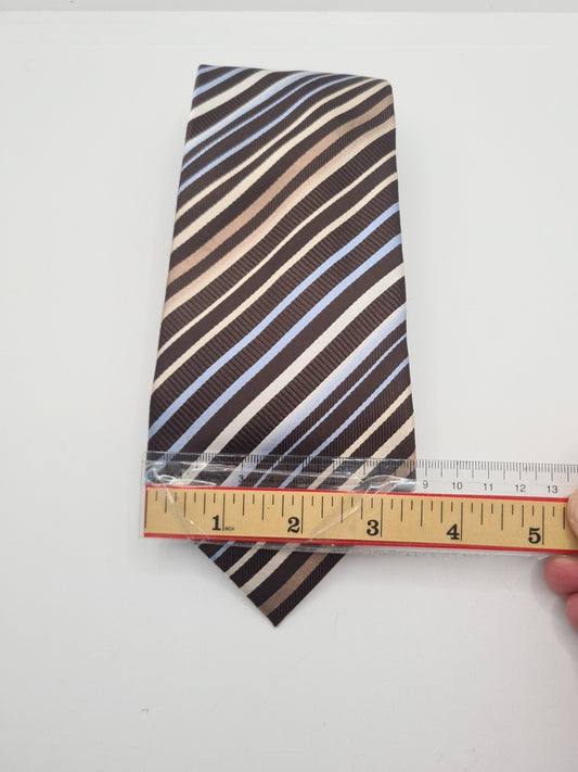 John Lewis Retro Brown Stripe Mens Silk Tie Classic Designer Necktie Striped Vintage Mens Tie UK BX12