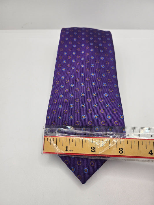 Van Buck Silk Tie Mens Purple Polka Dot Designer Vtg Retro Wedding Neck Tie BX2