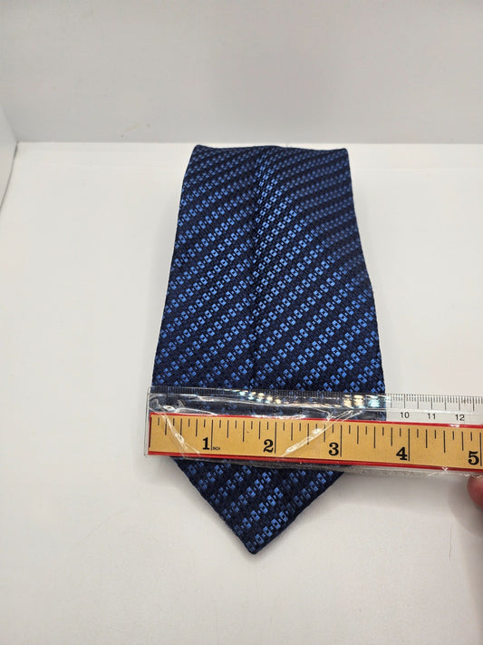 Hawes & Curtis Silk Tie Mens Blue Small Pattern Woven Vintage Retro Necktie BX24