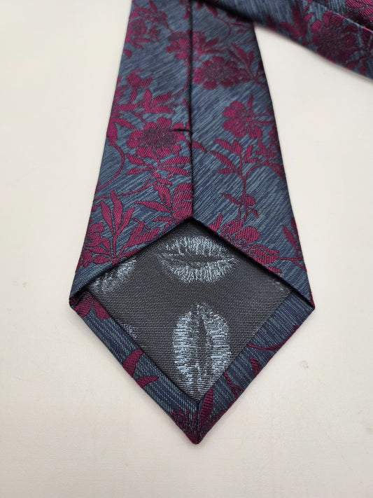 Ted Baker Mens Silk Tie Black Red Floral Statement Vtg Retro Wedding Neck Tie R1