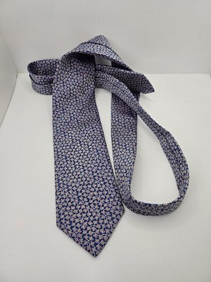 Penrose Silk Tie Mens Blue Gold Floral Leaf Vtg Wedding Neck Tie England Vintage Retro Formal
