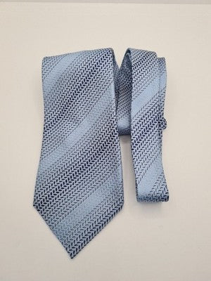 Lanvin Paris Blue Wide Kipper Pattern Silk Tie | Designer Mens Tie UK BX2 Vintage Retro