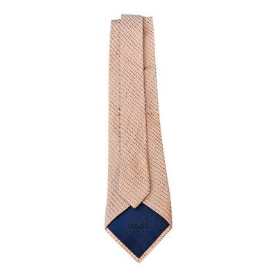 Kenzo Beige and Gold Textured Weave Silk Tie Mens Vintage Retro Wedding Formal Designer Classic