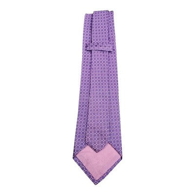 TM Lewin Purple Grid Check Silk Tie Mens Vintage Retro Wedding Formal Designer Classic Necktie