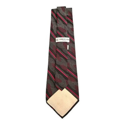 Vintage Cerruti 1881 Black and Red Pattern Tie Mens Retro Wedding Formal Designer Classic