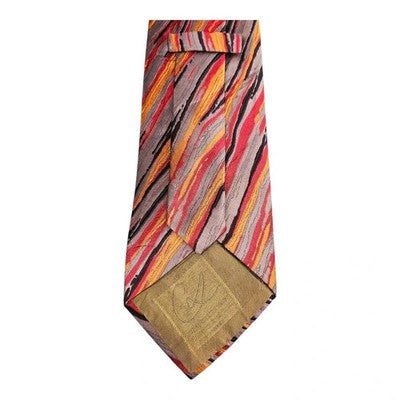 Christian Lacroix Silver Flame Design Silk Tie Mens Vintage Retro Wedding Formal Designer