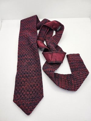 Me My Suit and Tie Skinny Knitted Red Tie Men Geometric Square End Necktie Mod Mens Vintage