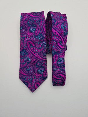 Bright Purple Paisley pattern Mens Silk Tie Classic Designer Necktie BX3 Vintage Retro Wedding