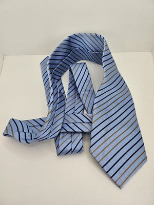 Charles Tyrwhitt Silk Tie Mens Blue Navy Gold Striped Wedding Neck Tie Clearance Vintage Retro