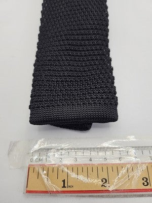 Taylor and Wright Skinny Knitted Black Tie Men Plain Woven Square End Necktie Mens Vintage