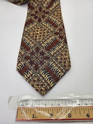 Liberty Silk Tie Mens Gold Red Blue Floral Paisley Vtg Wedding Neck Tie Vintage Retro Formal
