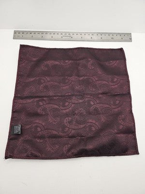 Mens Pocket Square Burgundy Vtg Retro Wedding Pre-Loved Vintage Poly 8''-10'' Silk Handkerchief