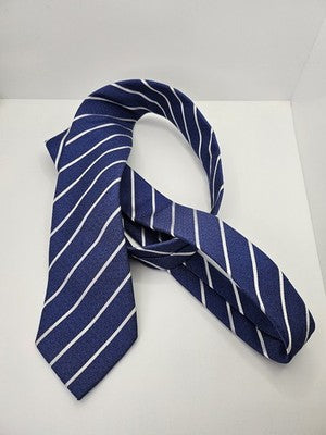 Charles Tyrwhitt Silk Tie Mens Blue White Striped Textured Wedding Neck Tie Vintage Retro