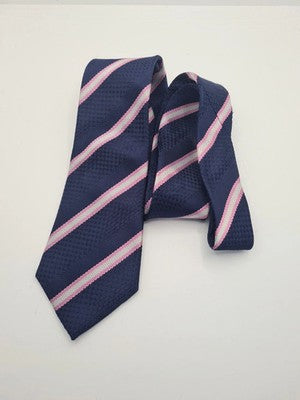 Hawes and Curtis Blue Pink Stripe Mens Silk Tie Classic Designer Necktie BX11 Vi Vintage Retro
