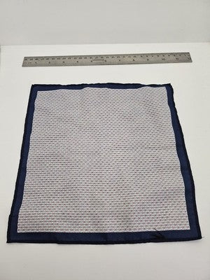 Silk Pocket Square Mens Navy Geometric Vtg Wedding Handkerchief Hankie Formal Suit Vintage