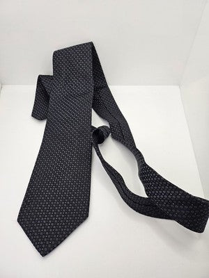 Hugo Boss Silk Tie Mens Black Blue Geometric Polka Dot Wedding Neck Tie Vintage Retro Formal