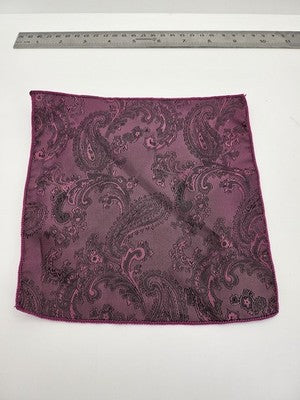 Silk Pocket Square Mens Purple Paisley Vtg Wedding Handkerchief Hankie Formal Suit Vintage