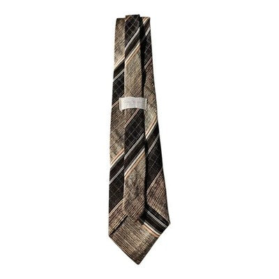 Andre Jacques Vintage Brown Striped Tie Mens Retro Wedding Formal Designer Classic Necktie