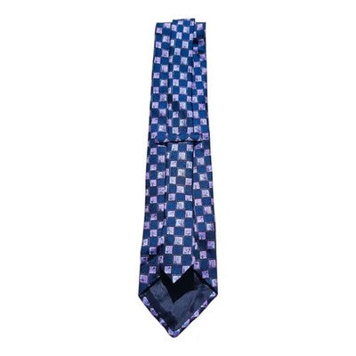 Marks and Spencer Purple Floral Check Silk Tie Mens Vintage Retro Wedding Formal Designer