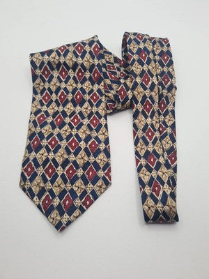 Vintage Armani Geometric Mens Silk Tie Classic Designer Necktie Formal BX9 Retro Wedding