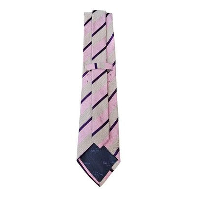 Guy Laroche Purple and Grey Striped Silk Tie Mens Vintage Retro Wedding Formal Designer Classic