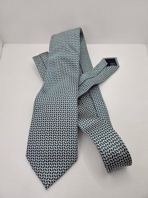 Charles Tyrwhitt Silk Tie Mens Green White Geometric Retro Wedding Neck Tie Vintage Formal
