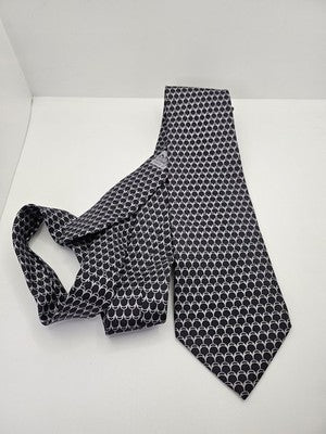 Hermes Silk Tie Mens Black White Scales Geometric Vtg Wedding Neck Tie Vintage Retro Formal