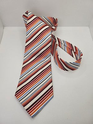 Ted Baker Silk Tie Mens Multicoloured Striped Retro Wedding Neck Tie Vintage Formal Designer