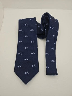T.M Lewin Blue Scooter Vespa Pattern Mens Silk Tie Wedding Formal Neck Tie BX16 Vintage Retro