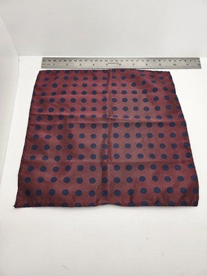 Mens Pocket Square Burgundy Vtg Retro Wedding Pre-Loved Vintage Poly 8''-10'' Silk Handkerchief