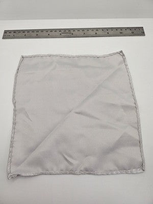 Silk Pocket Square Mens Silver Plain Vtg Wedding Handkerchief Hankie Formal Suit Vintage