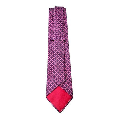 Austin Reed Pink and Purple Houndstooth Woven Silk Tie Mens Vintage Retro Wedding Formal