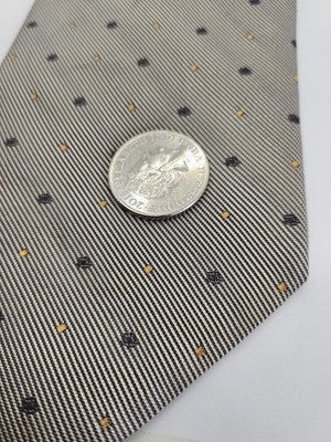Tommy Hilfiger Silk Tie Mens Grey Beige Polka Dot Spots Vtg Wedding Clearance Vintage Retro