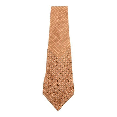 Valentino Cravatte Vintage Brown Check Floral Silk Tie Mens Retro Wedding Formal Designer
