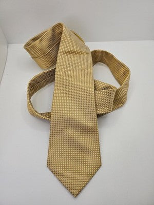 Charles Tyrwhitt Silk Tie Mens Gold Yellow Geometric Check Wedding Neck Tie Vintage Retro