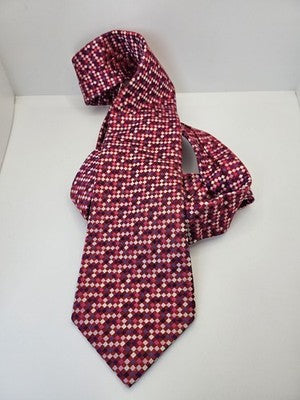 Charles Tyrwhitt Silk Tie Mens Red Pink Purple Checked Geometric Neck Tie Vintage Retro Wedding