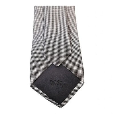 Hugo Boss Black and White Slim Check Silk Tie Mens Vintage Retro Wedding Formal Designer