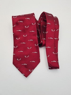 Barbour red Hunting Shooting pattern Silk Tie | Designer Mens Tie UK BX2 Vintage Retro Wedding