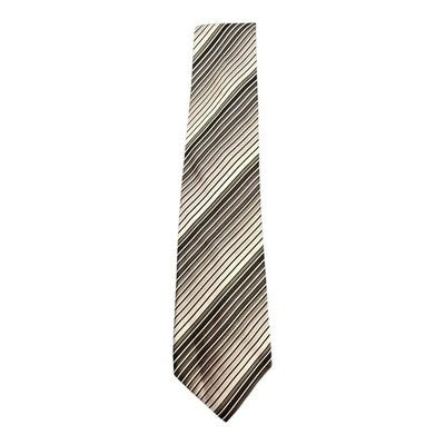 Baumler Grey and Black Striped Silk Tie Mens Vintage Retro Wedding Formal Designer Classic
