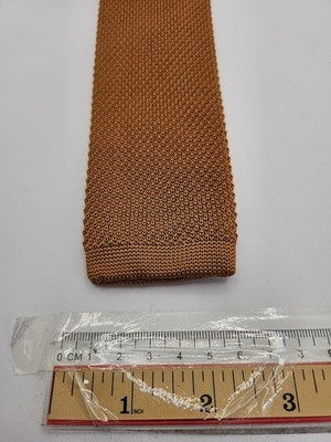Cavani Skinny Knitted Bronze Tie Men Plain Woven Square End Necktie Mod Mens Vintage Retro