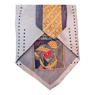 Carnaval De Venice Grey Venetian Silk Tie Mens Vintage Retro Wedding Formal Designer Classic