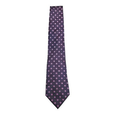 TM Lewin Navy Silk Tie with Purple Daisy Pattern Mens Vintage Retro Wedding Formal Designer